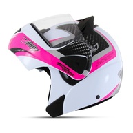 Capacete Pro Tork V-Pro Jet 2 Carbon Escamoteável Branco e Rosa - Tamanho 58 - imagem 1