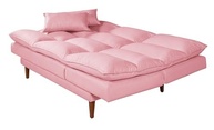 Sofá-Cama Vancouver 3 Lugares com Chaise e 5 Posições Ajustáveis em Suede Rosa - imagem 5