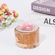 Estátua de Gato Rosa com Cristais de Quartzo Rosa - Decoração de Mesa com Energia Positiva - imagem 4