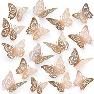 Decoração de Parede Borboleta 3D Rosa Ouro - 36 Peças Removíveis para Festas e Ambientes - imagem 1