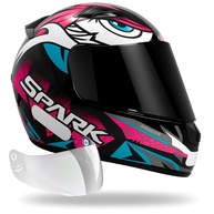 Capacete Feminino EBF Dragon Rosa Brilhante com Viseira Fumê - Estilo e Segurança - imagem 1