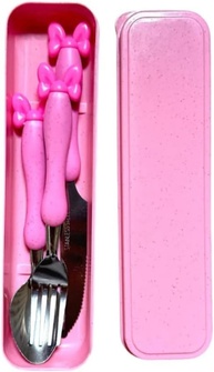Kit Talheres Infantis Rosa com Estojo - 4 Peças em Inox para Introdução Alimentar - imagem 4