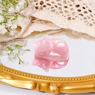 Estátua de Gato Rosa com Cristais de Quartzo Rosa - Decoração de Mesa com Energia Positiva - imagem 5