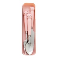 Kit Talheres em Inox 3 Peças com Estojo Portátil Reutilizável - Rosa Gatinho - imagem 4