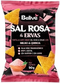 Tortilla Chips sabor Sal Rosa e Ervas Sem Glúten Sem Leite Nachos Belive 50g - imagem 3