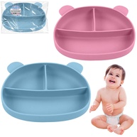 Prato de Silicone para Bebês com Ventosa e 3 Divisórias - Rosa | Seguro, Higiênico e Durável - imagem 1
