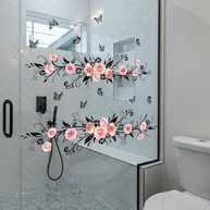 Adesivos de Janela Floral Rosa com Efeito Anticolisão - Decalque de Vinil para Decoração de Portas e Paredes - imagem 5
