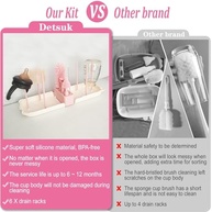 Kit de Limpeza de Mamadeira Rosa 6 em 1 - Escova Portátil com Prateleira de Secagem e Estojo para Viagem - imagem 4
