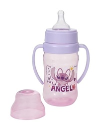 Mamadeira Stitch Angel com Alças Removíveis 300ml Wide Neck Rosa - Design Ergonômico e Seguro para Bebês - imagem 3
