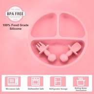 Life Baby Feeding Set CR-001 Rosa - Kit Completo para Introdução Alimentar com Silicone Seguro e Ventosas - imagem 3
