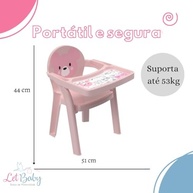 Poltrona Cadeirinha Infantil Portátil com Bandeja para Colorir - Rosa | Plasútil - imagem 3