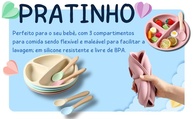 Kit Bebê Premium em Silicone com Divisórias e Talheres Ergonômicos - Rosa Claro - imagem 4