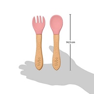 Kit Talheres em Silicone e Bambu Rosa - Seguro, Sustentável e Ergonômico para Bebês - imagem 4