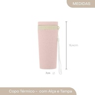 Copo Térmico de Bambu e PP com Parede Dupla Rosa 310ml - Design Elegante e Prático - imagem 3