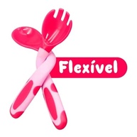 Kit Talheres Bebê Flexível Termossensível com Garfo e Colher Rosa - Segurança e Conforto na Alimentação Infantil - imagem 4