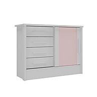 Cômoda Infantil Maya com 1 Porta e 4 Gavetas – Rosa/Branco - imagem 2