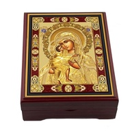 Caixa de contas de oração do rosário da Virgem Maria, ícone russo de madeira da Virgem da Floração Eterna, 12 cm, presente religioso - imagem 2