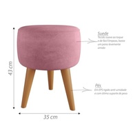 Puff Redondo Estofado com Pé Palito - Assento Confortável e Decoração Moderna (Rose) - imagem 3
