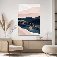 Quadro Decorativo Abstrato Rosê Dourado Azul 40x60 - Tecido Premium com Impressão HD - imagem 1