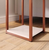 Mesa de Apoio Redonda com Pés de Ferro - Design Elegante Off White e Rosê Gold - imagem 4