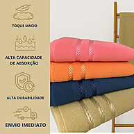 Toalha 100% Algodão com Alta Absorção – Kit Banho + Rosto - imagem 1