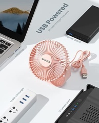 Ventilador de Mesa USB Gaiatop 5,5" Portátil Silencioso com 3 Velocidades e Rotação 90° - imagem 3