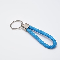 Chaveiro de couro trançado com anel D rotativo de 360°, chaveiro de tecido para chaves de carro, bolsas e presentes, Azul, tamanho �nico - imagem 3