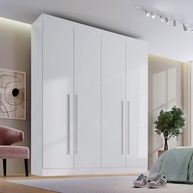 Guarda-Roupa Solteiro 4 Portas 3 Gavetas Paris Plus Branco – Organização Moderna e Estilo para seu Quarto - imagem 1