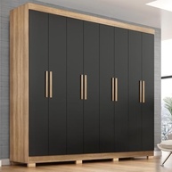Guarda-Roupa Casal Lisboa 8 Portas com 4 Gavetas e Pés Altos - Design Moderno em Teka/Onix - imagem 2