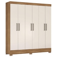 Guarda-Roupa Casal 6 Portas com 2 Gavetas – Design Moderno Amêndoa e Off White | Verso Demóbile - imagem 1