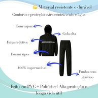 Roupa de Chuva para Motociclista Zein House Tools – Impermeável com Capuz, Faixa Refletiva e Gola Alta – Jaqueta + Calça - imagem 5