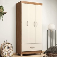 Guarda-Roupa Solteiro 3 Portas com 1 Gaveta Amêndoa/Off White Prince – Design Moderno e Funcional - imagem 3