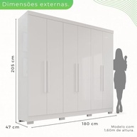 Guarda-Roupa Casal 6 Portas 2 Gavetas França Branco – Organização e Estilo no Dormitório - imagem 3