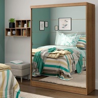 Guarda-Roupa Solteiro Madesa Luke 2P com Espelho - Design Rustic Moderno - imagem 1