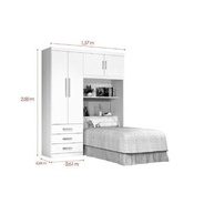 Guarda-Roupa Solteiro 4 Portas Cancun - Design Moderno com Cabeceira em Jequitibá e Off White - imagem 2