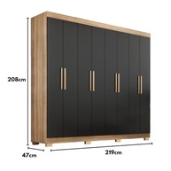 Guarda-Roupa Casal Lisboa 8 Portas com 4 Gavetas e Pés Altos - Design Moderno em Teka/Onix - imagem 3