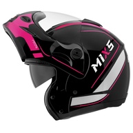 Capacete Moto Mixs Captiva Route Articulado Escamoteável Robocop Rosa Brilhante com Viseira Fumê | Tamanho 56 - imagem 1