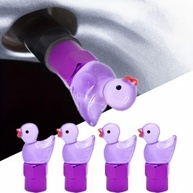 Pacote 4 Tampas Haste Válvula Pato Roxo Brilha no Escuro Schrader - Acessório Divertido para Carros e Bikes - imagem 2