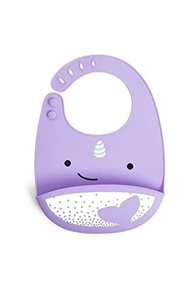 Babador Cata Migalhas de Silicone Zoo Baleia Narval, Skip Hop, Roxo - imagem 2