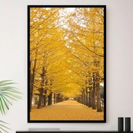 Quadro Decorativo Ype Amarelo Rua Linda A4 23x33cm | Moldura Premium Madeira Reflorestada - imagem 1