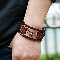 Pulseira Viking de Aço Inoxidável com Águia e Runas - imagem 1