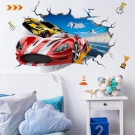 Decalques de Parede 3D Runtoo - Carros de Corrida para Decoração Infantil e Adulta - imagem 3