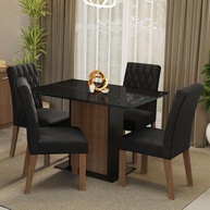 Conjunto de Sala de Jantar com Mesa de Vidro e 4 Cadeiras Rustic - Estilo Moderno e Resistente - imagem 1