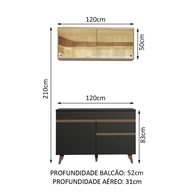 Cozinha Compacta 120cm Reims Madesa: Preto e Rustic - imagem 2