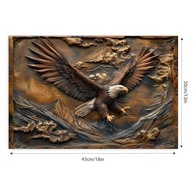 Arte de Parede em Tela Rústica Vintage com Escultura de Águia em Bronze - Pôster 30x45cm Sem Moldura para Decoração de Casa e Escritório - imagem 3