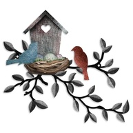 Arte de Parede Rústica em Metal com Design de Casa de Pássaro – Decoração Natural para Sala, Cozinha e Jardim - imagem 2