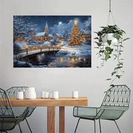Arte de Parede Vintage Véspera de Natal 30x45cm - Tela Rústica Sem Moldura para Decoração de Casa e Escritório - imagem 4