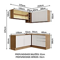 Cozinha Completa de Canto Madesa Glamy 329002 – Rustic/Branc - imagem 2