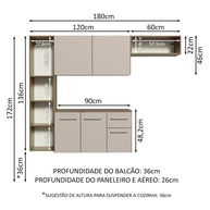 Cozinha Compacta 180cm Madesa: Rustic/Crema - imagem 2