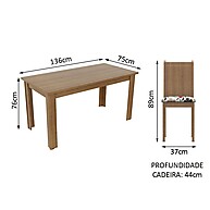 Conjunto Sala de Jantar Madesa Maris com 6 Cadeiras – Rustic/Hibiscos - imagem 2